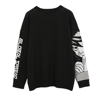 Dzianiny Harajuku zimowe ubrania kobiet 2020 ponadgabarytowych swetry z długim rękawem Top Gothic moda japoński Kawaii Cartoon Streetwear 5